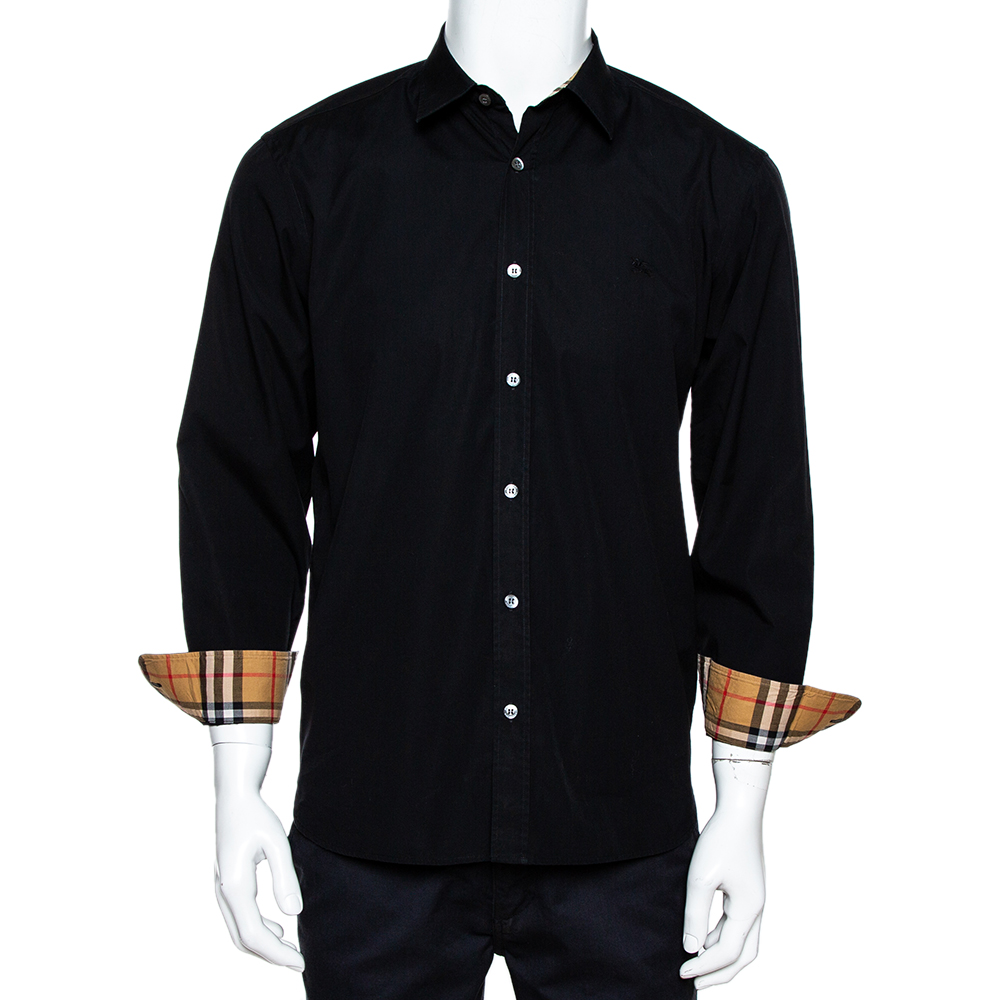 

Burberry Black Stretch Cotton Poplin Long Sleeve Shirt