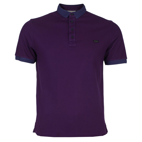 Burberry Men's Purple Cotton Pique Polo Shirt L