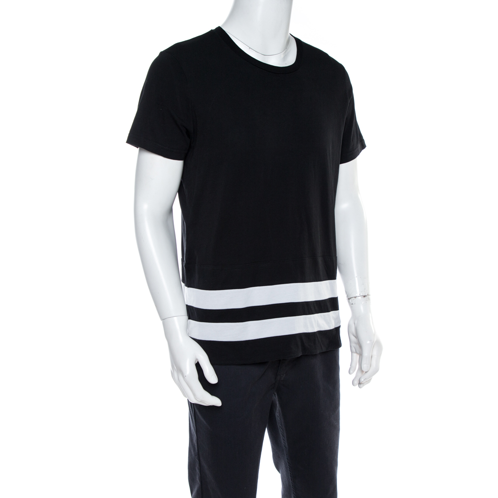 

Burberry Black Cotton Striped Panel Radley T-Shirt