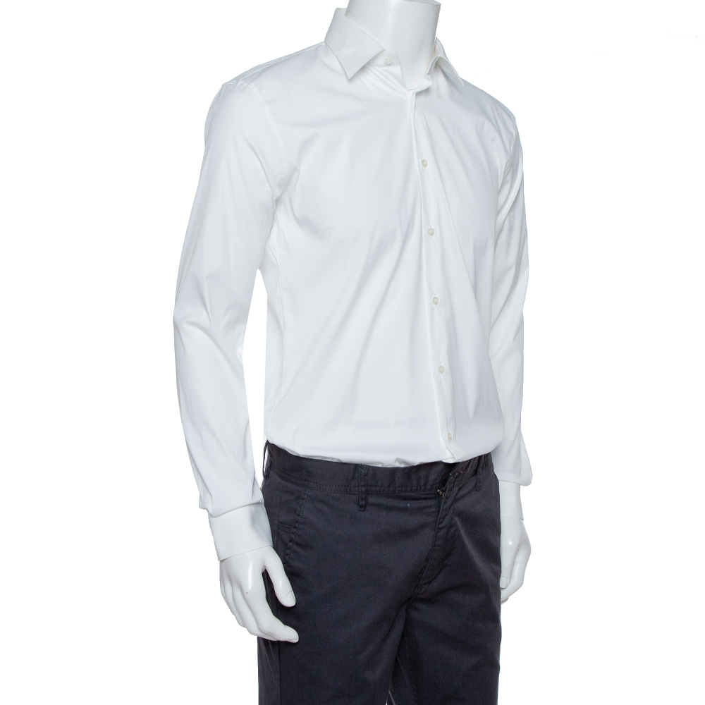 

Burberry White Stretch Cotton Long Sleeve Shirt