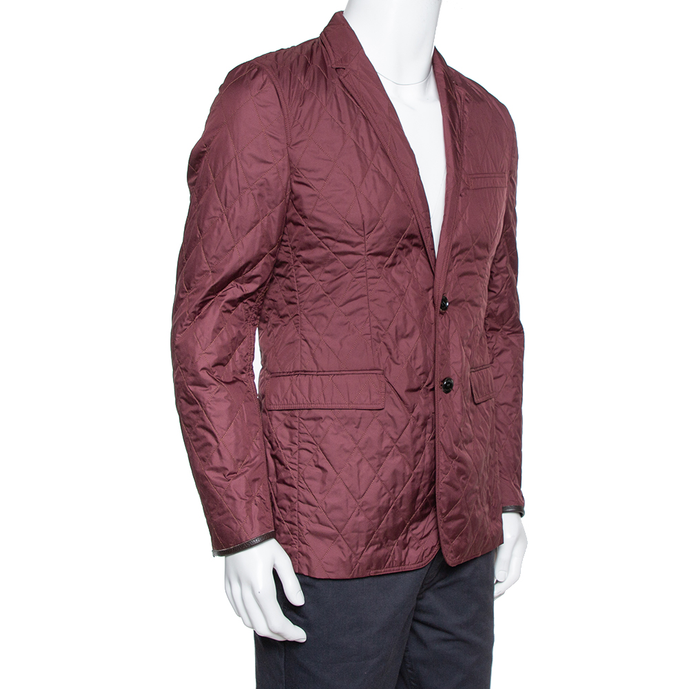 

Burberry Burgundy Quilted Synthetic Long Jacket