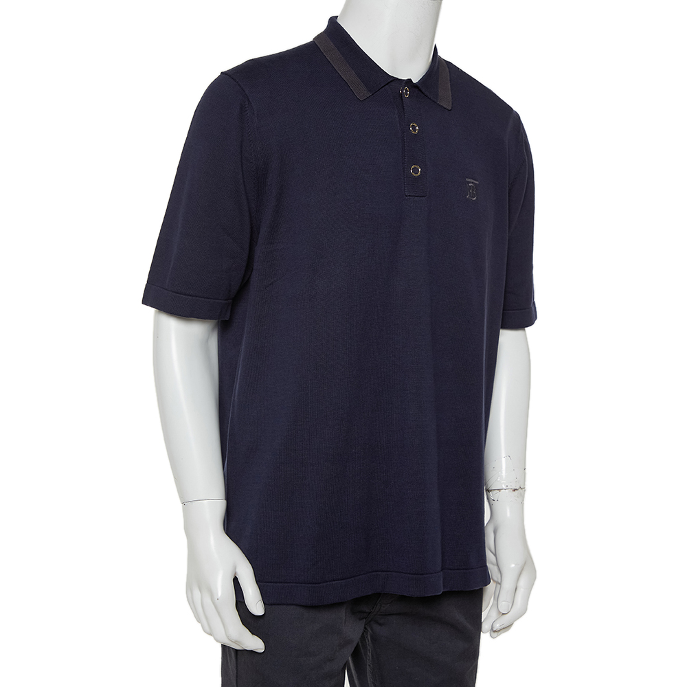 

Burberry Navy Blue Cotton Rosston Polo T-Shirt