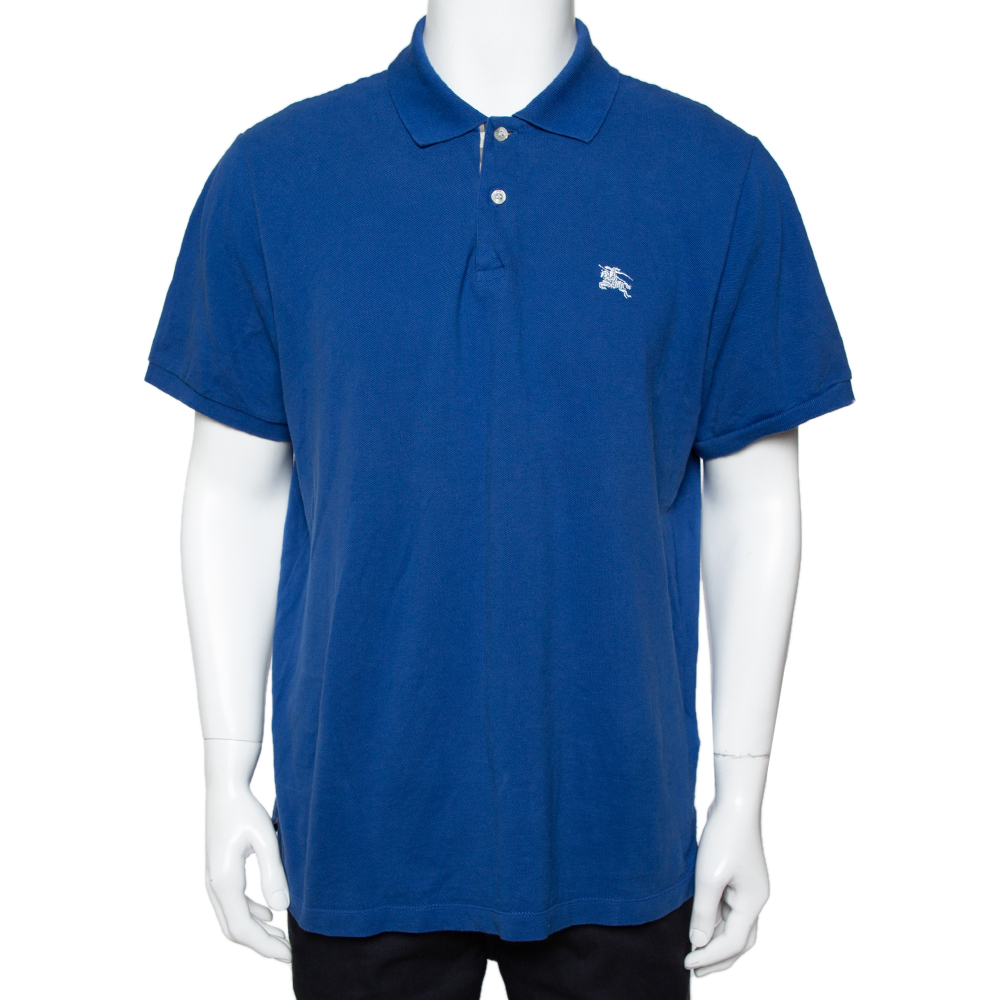 Pre-owned Burberry Brit Blue Cotton Pique Polo T-shirt L