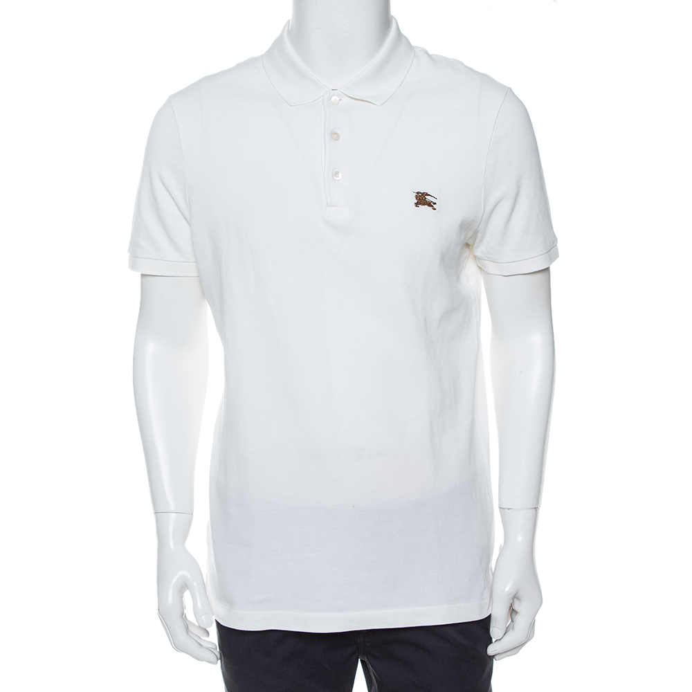 Pre-owned Burberry Brit White Cotton Pique Polo T-shirt L