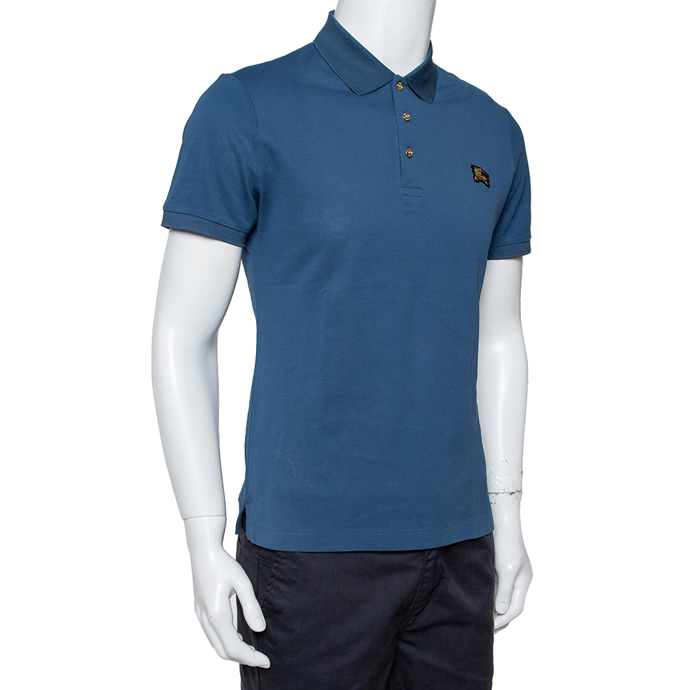 

Burberry Teal Blue Cotton Pique Polo T-Shirt