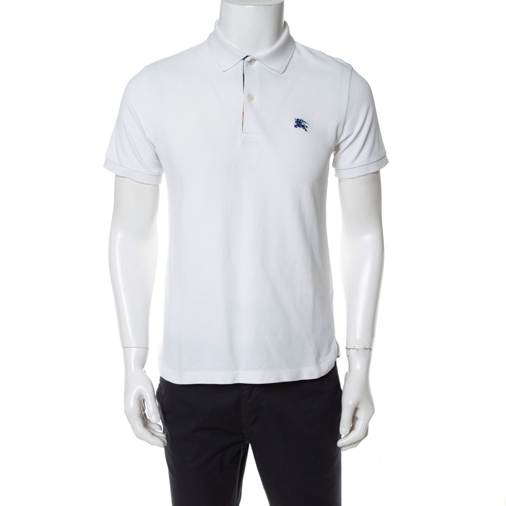 Pre-owned Burberry White Cotton Pique Hatley Abown Polo T-shirt M