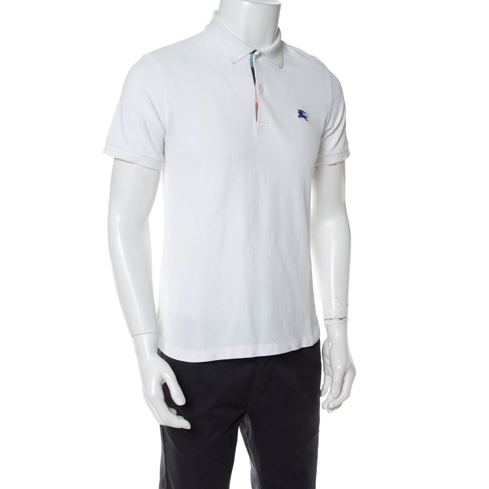 

Burberry White Cotton Pique Hatley Abown Polo T-Shirt