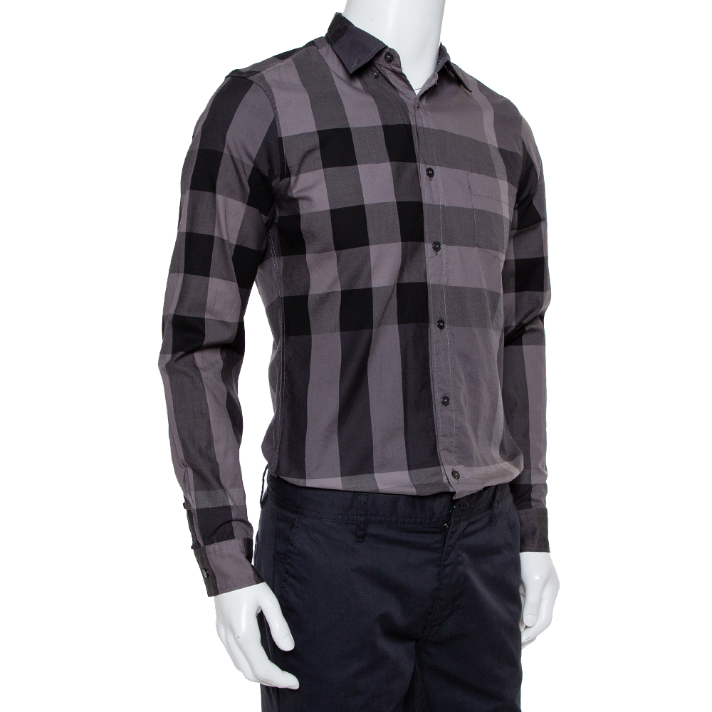 

Burberry Brit Dark Grey Check Patterned Cotton Button Front Shirt