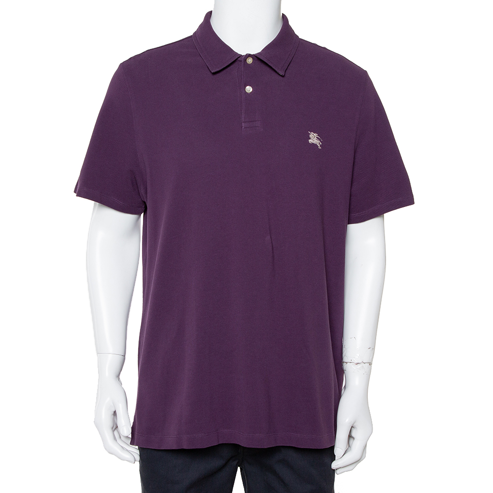 Pre-owned Burberry Purple Cotton Pique Polo T-shirt Xxl