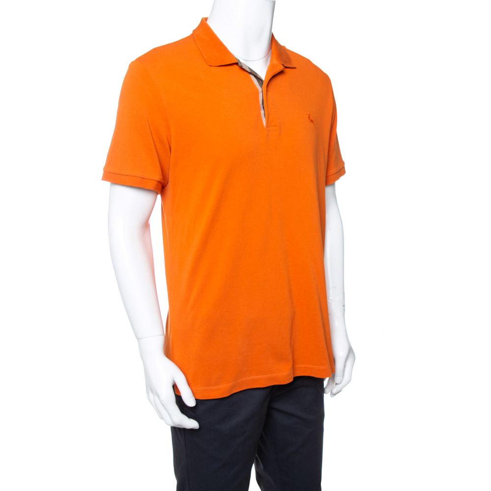 

Burberry Burnt Orange Cotton Pique Polo T-Shirt