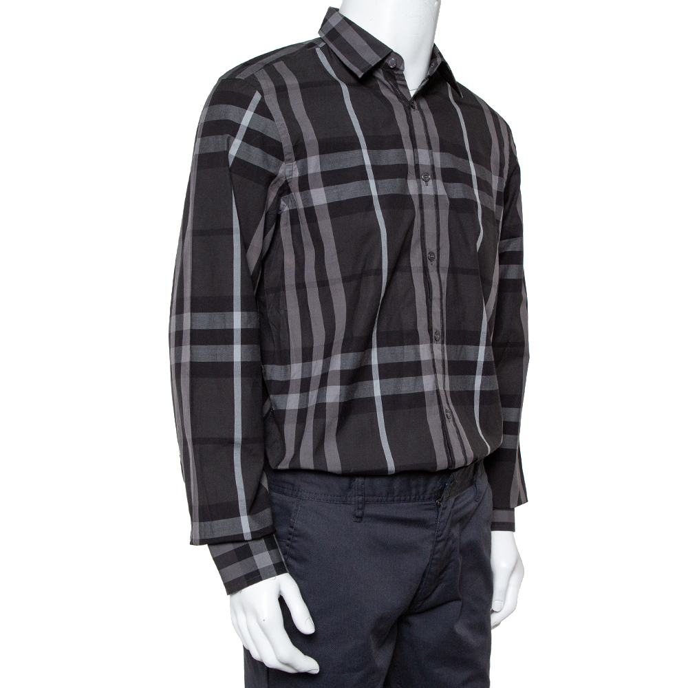 

Burberry Grey Nova Plaided Cotton Button Front Treyforth Shirt