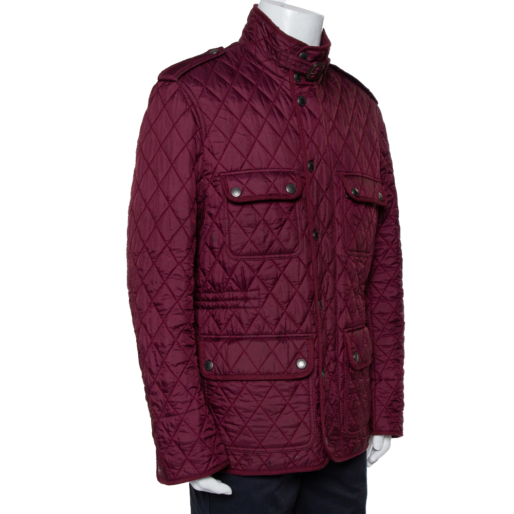 

Burberry Brit Burgundy Synthetic Quilted Zip Front Jacket