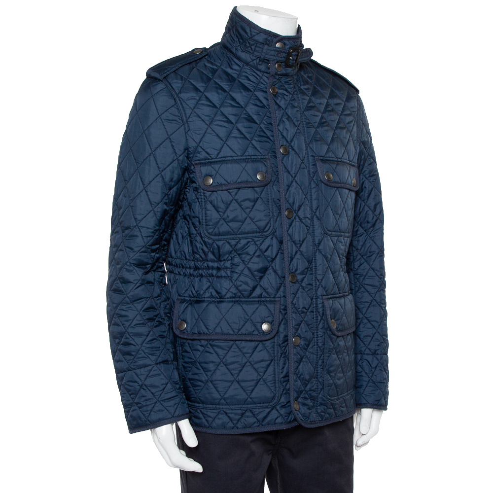 

Burberry Brit Navy Blue Synthetic Quilted Russell Field Jacket