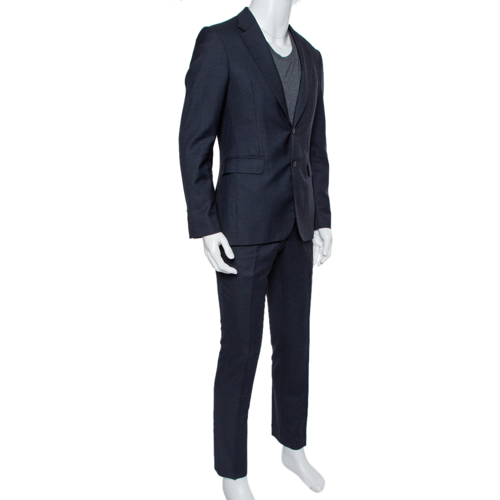 

Burberry Navy Blue Wool Formal Suit M