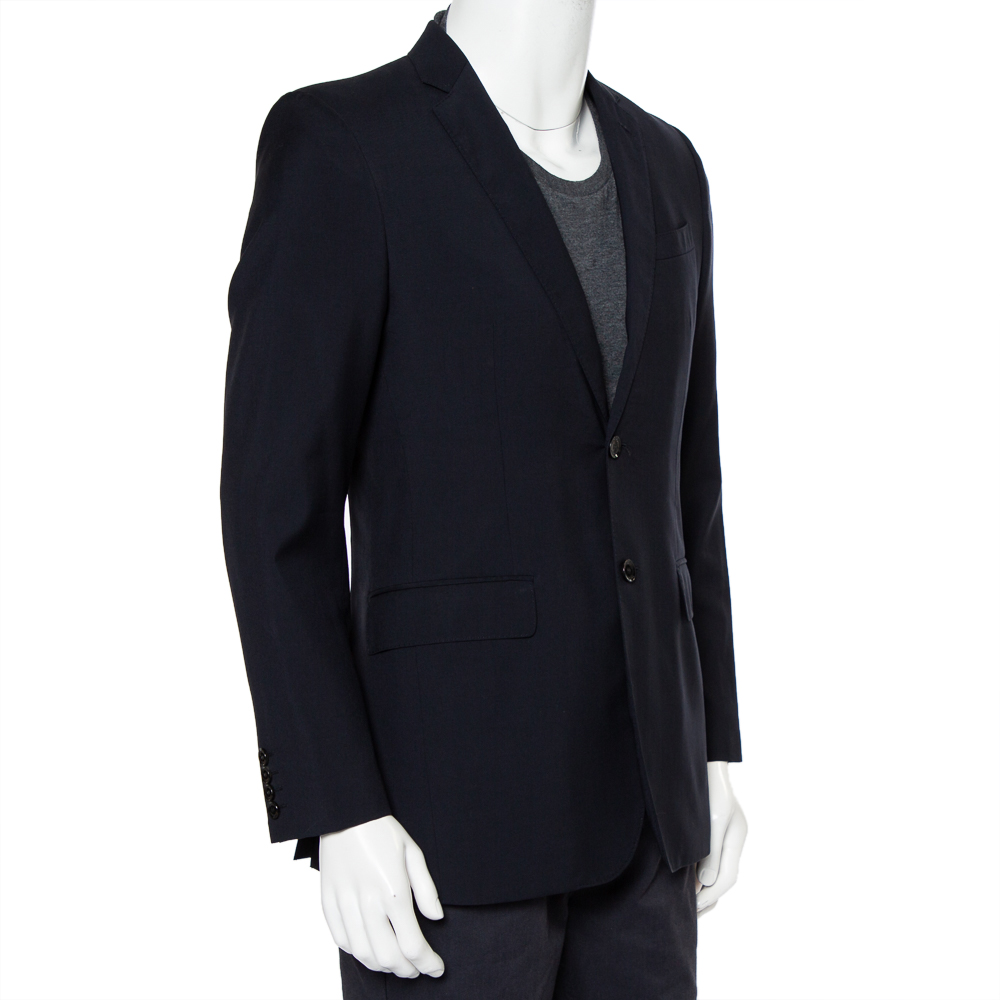 

Burberry Midnight Blue Wool Button Front Milbury Blazer, Navy blue