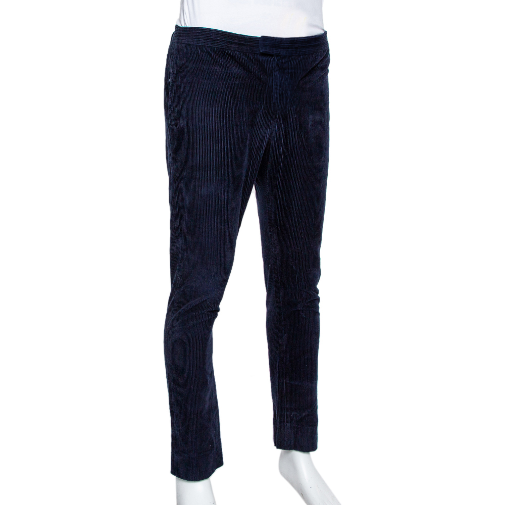 

Burberry Prorsum Navy Blue Corduroy Tapered Leg Pants