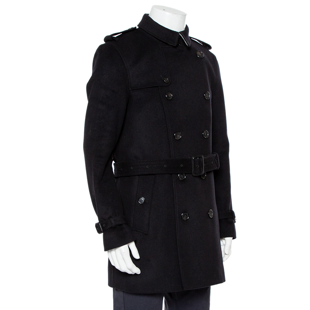 

Burberry Black Wool Belted Trench Coat