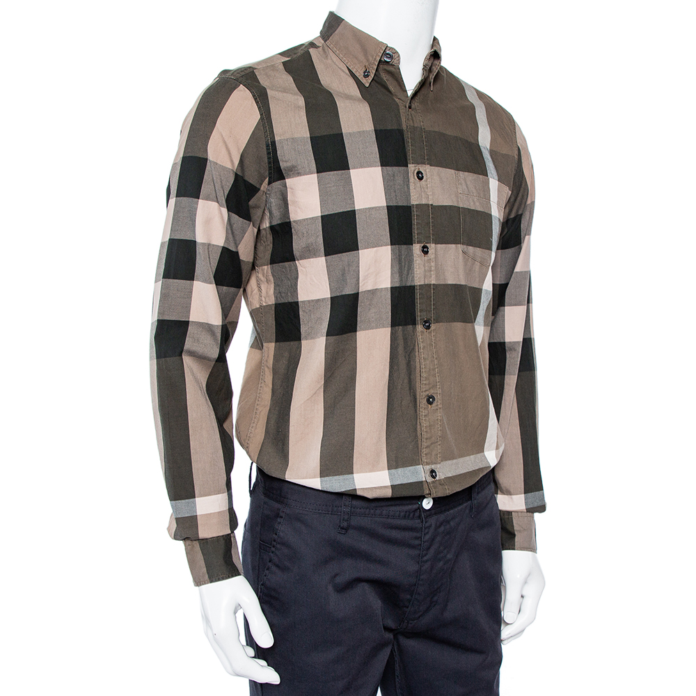 

Burberry Brit Green Checkered Cotton Button Front Shirt