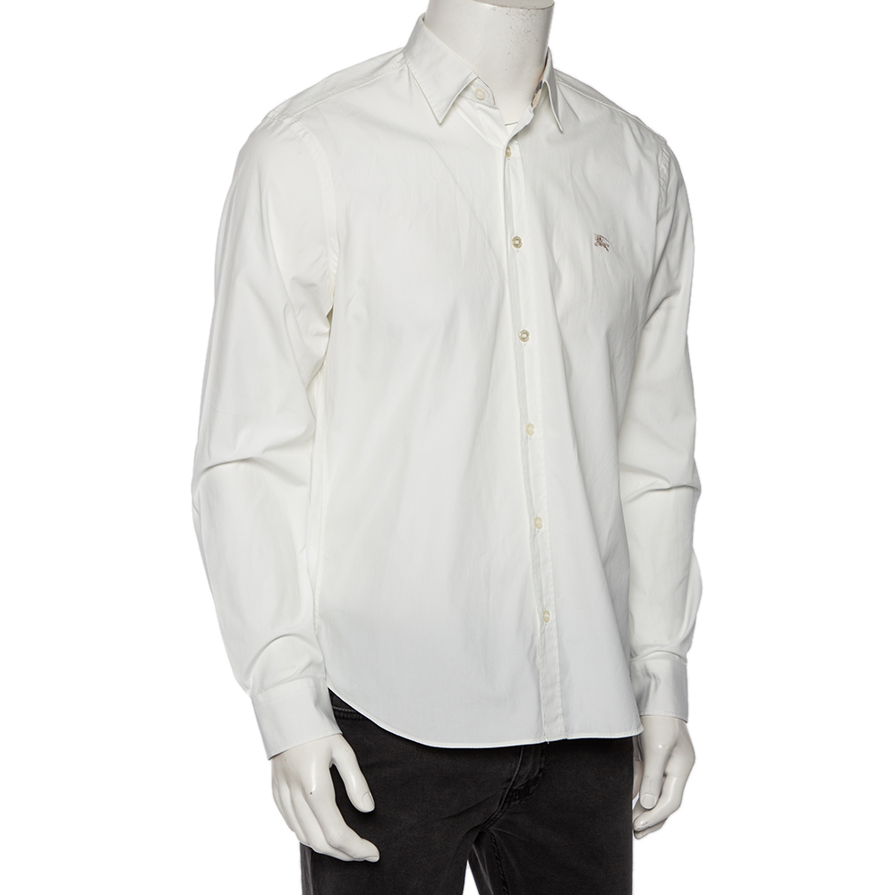 

Burberry Brit White Cotton Nova Check Detail Button Front Shirt