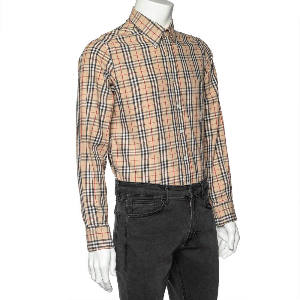 

Burberry Beige Nova Check Cotton Long Sleeve Shirt