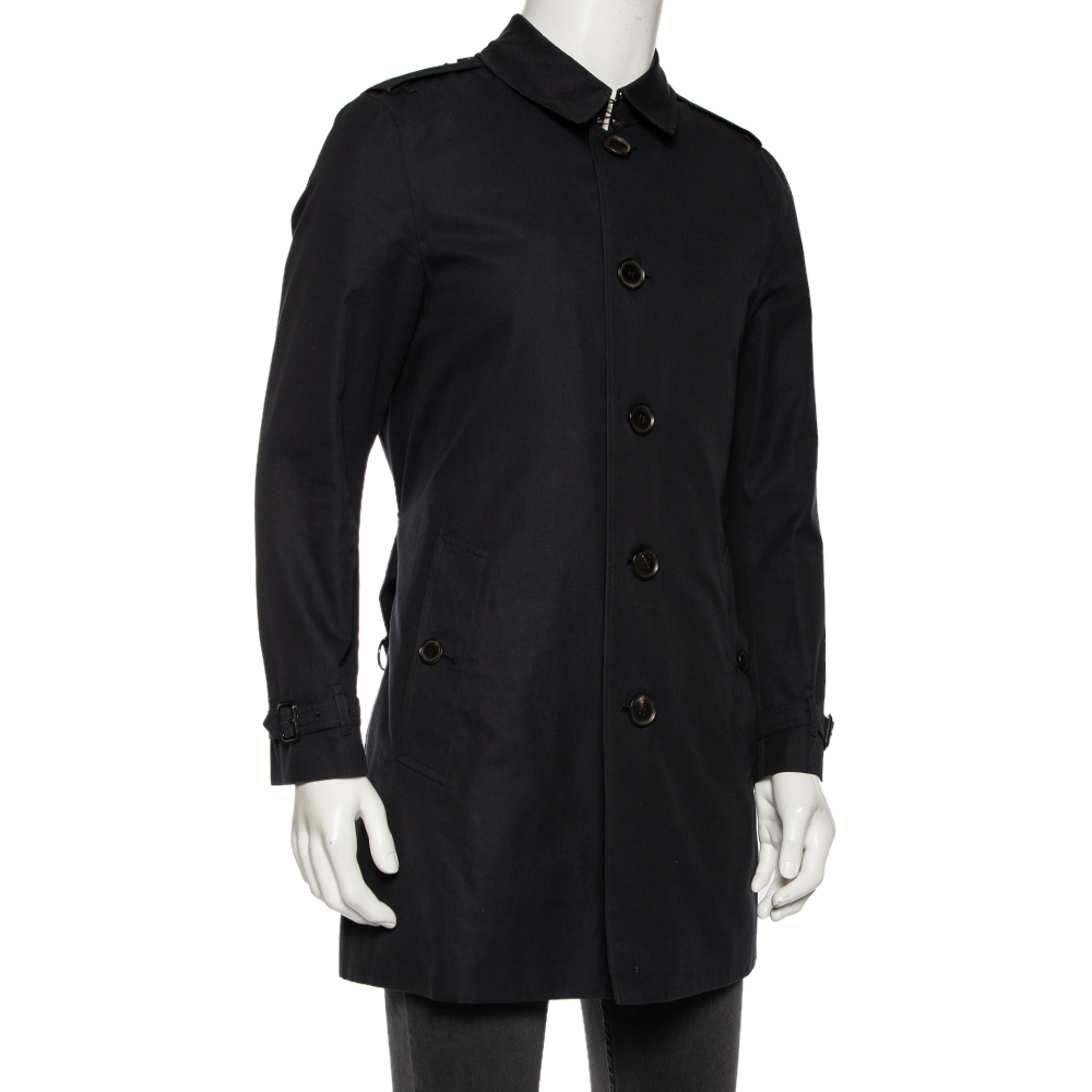 

Burberry Navy Blue Cotton Belted Britton Trench Coat