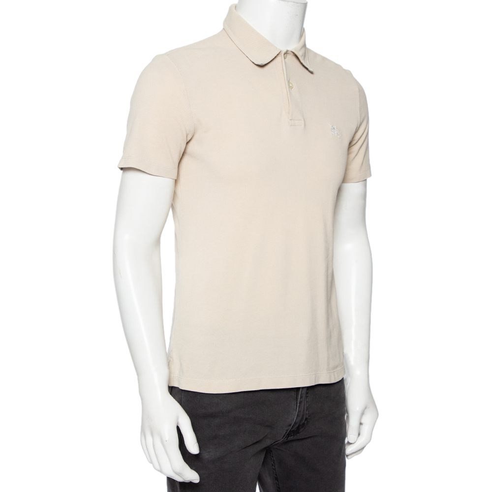 

Burberry Beige Cotton Pique Short Sleeve Polo T-Shirt