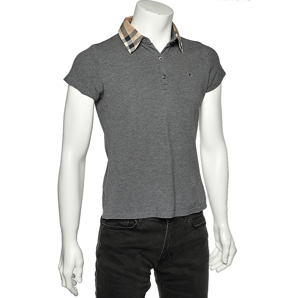 

Burberry Grey Cotton Pique Polo T-Shirt