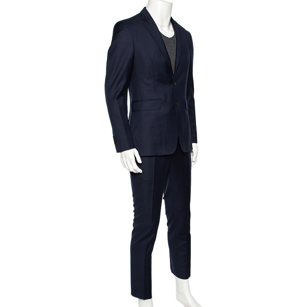 

Burberry Navy Blue Wool Single Breasted Suit