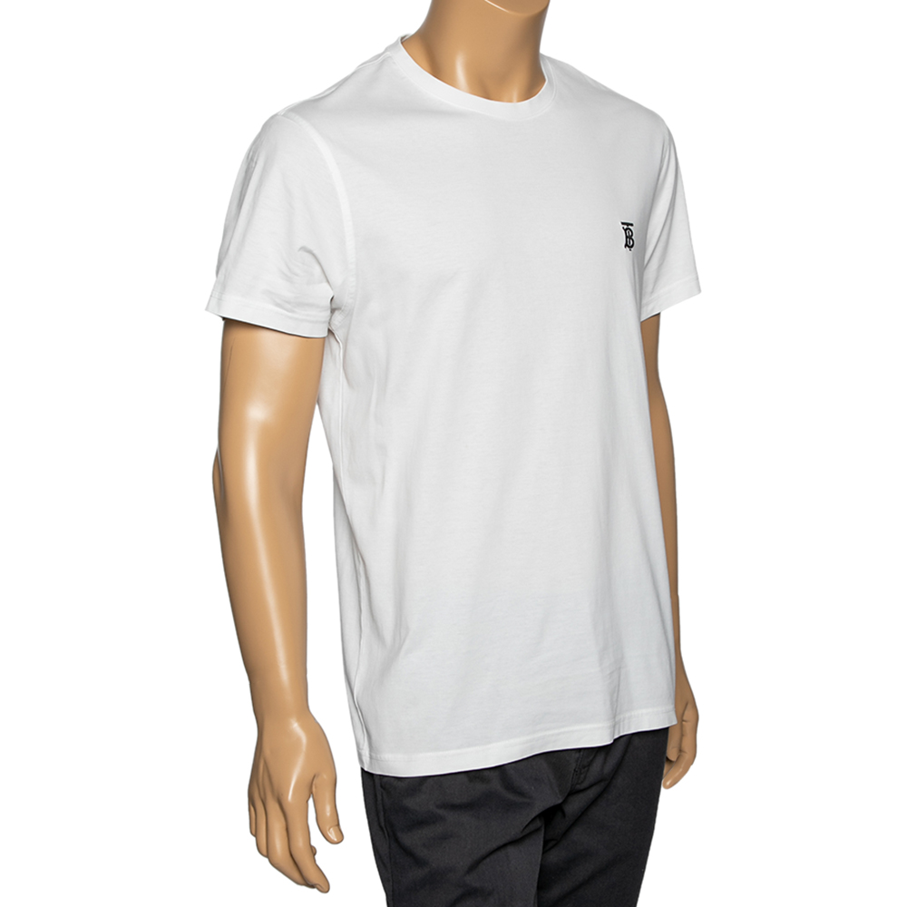 

Burberry White Cotton Logo Printed Short Sleeve T-Shirt