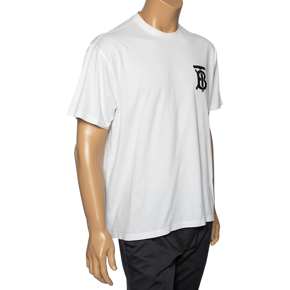 

Burberry White Cotton Monogram Logo Printed Short Sleeve T-Shirt