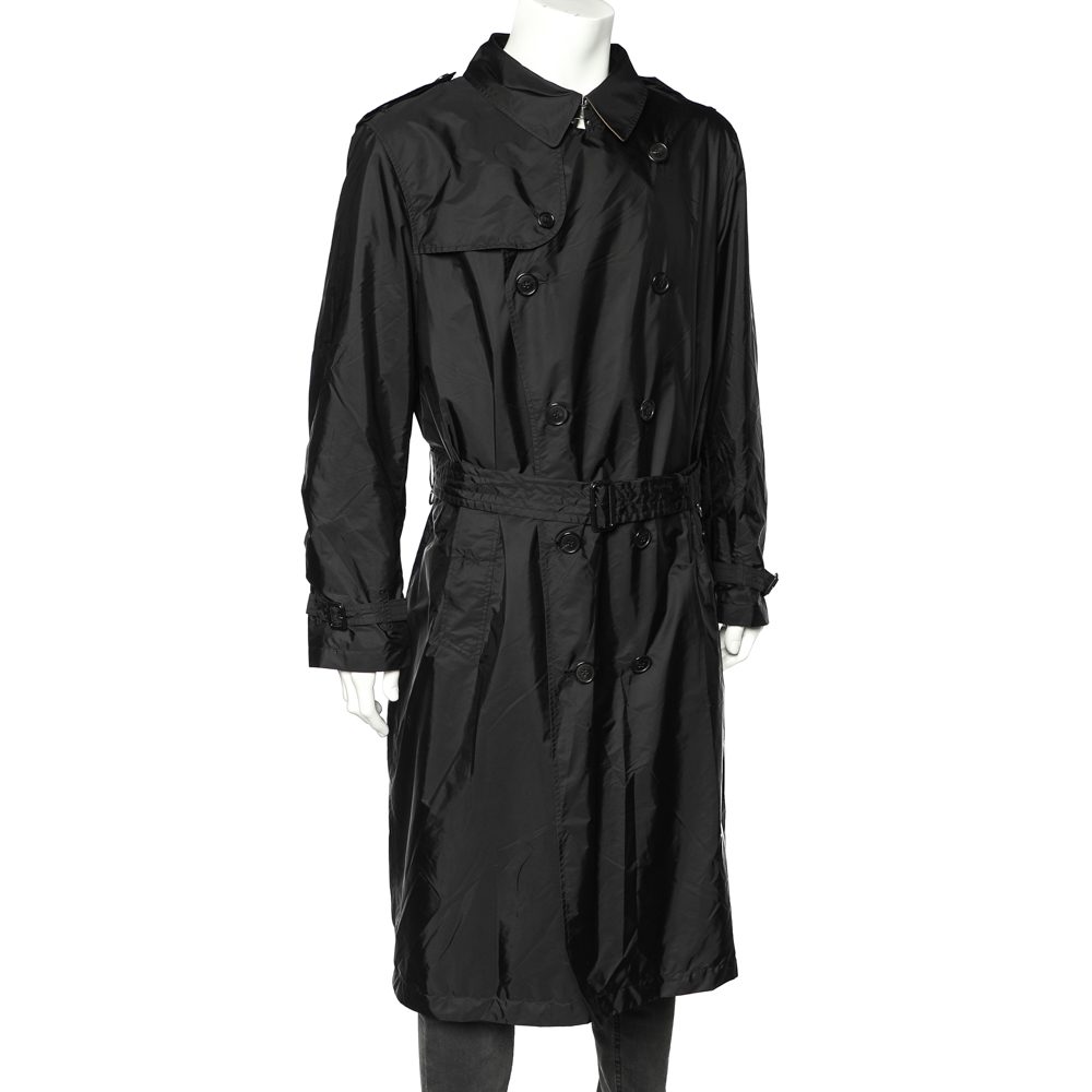 

Burberry Black Taffeta Double Breasted Long Coat
