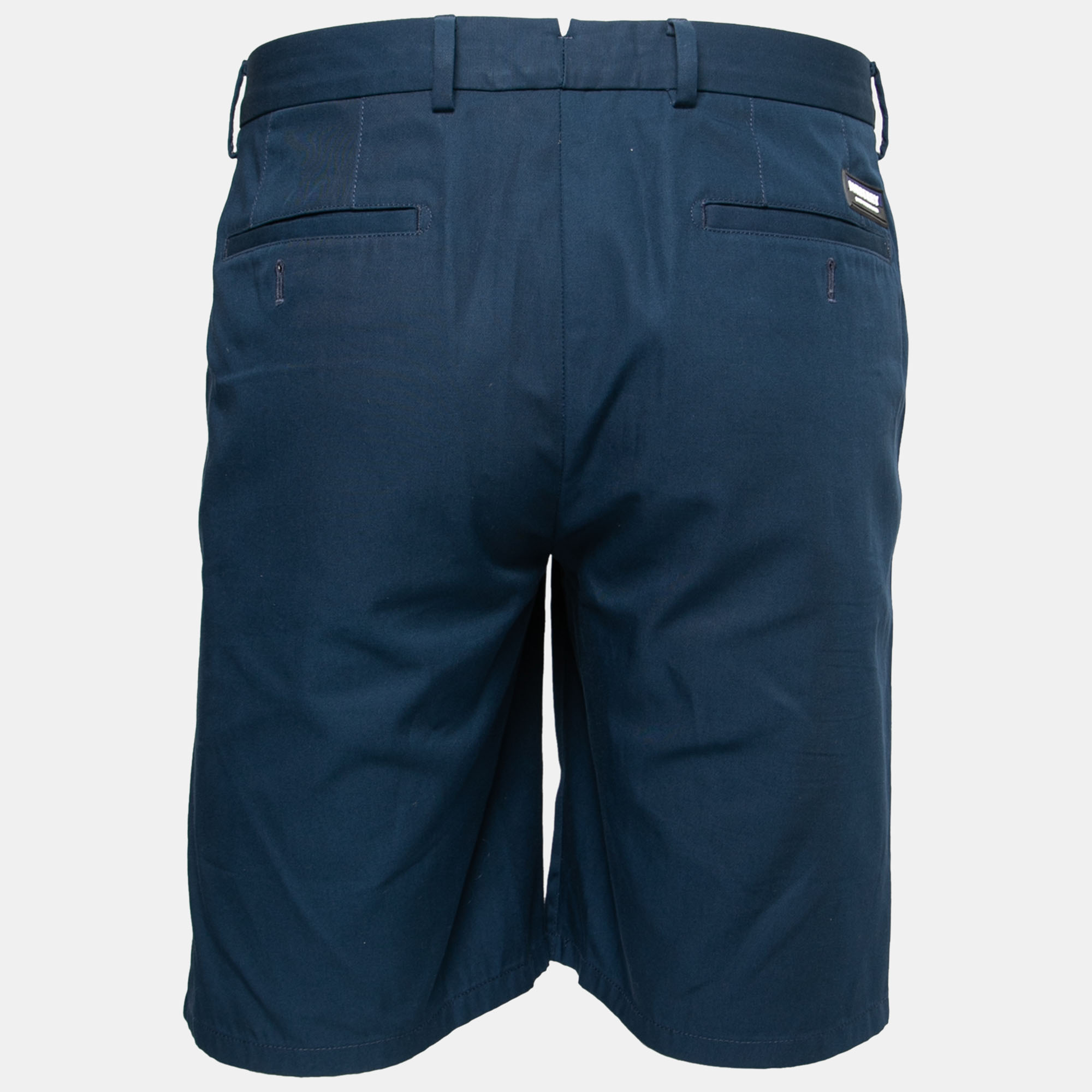 

Burberry Blue Cotton Twill Logo Appliqued Chino Shorts