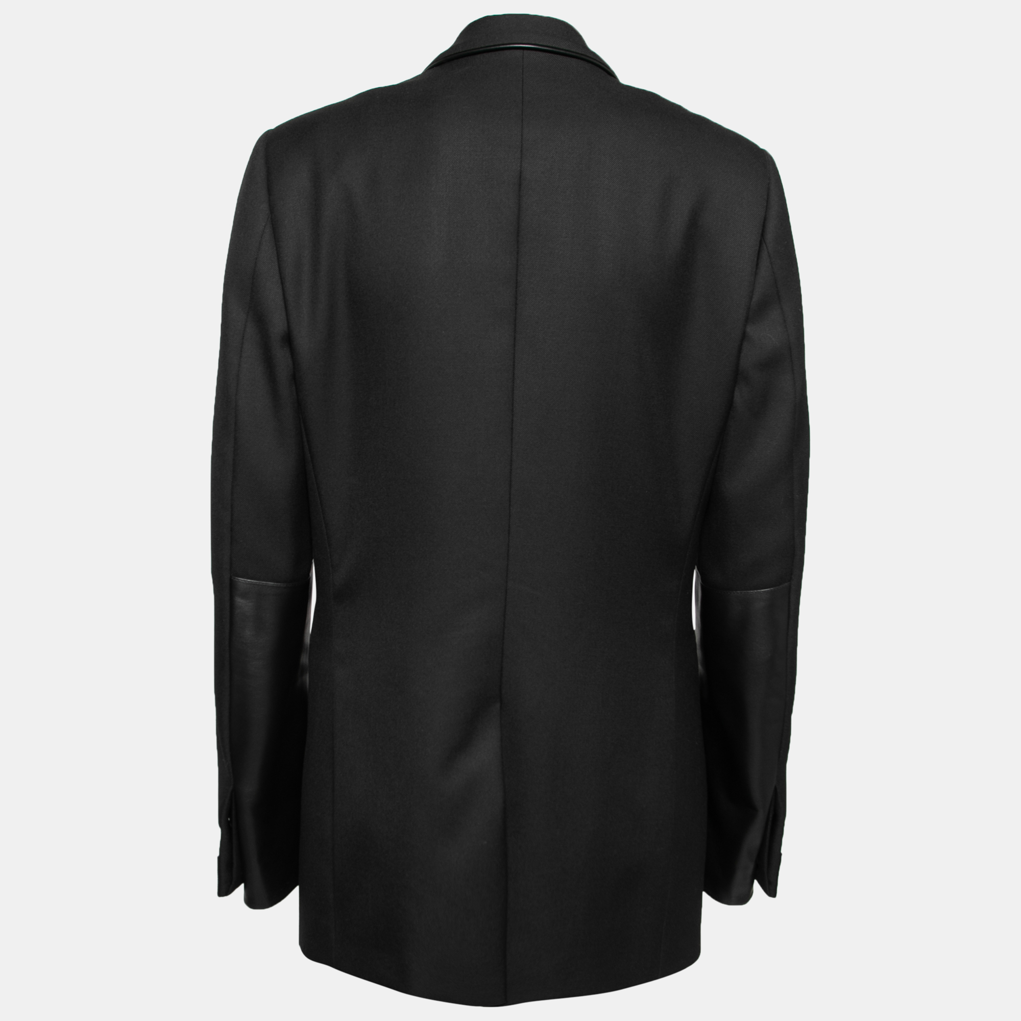 

Burberry Black Wool & Leather Inset Single Breasted Blazer