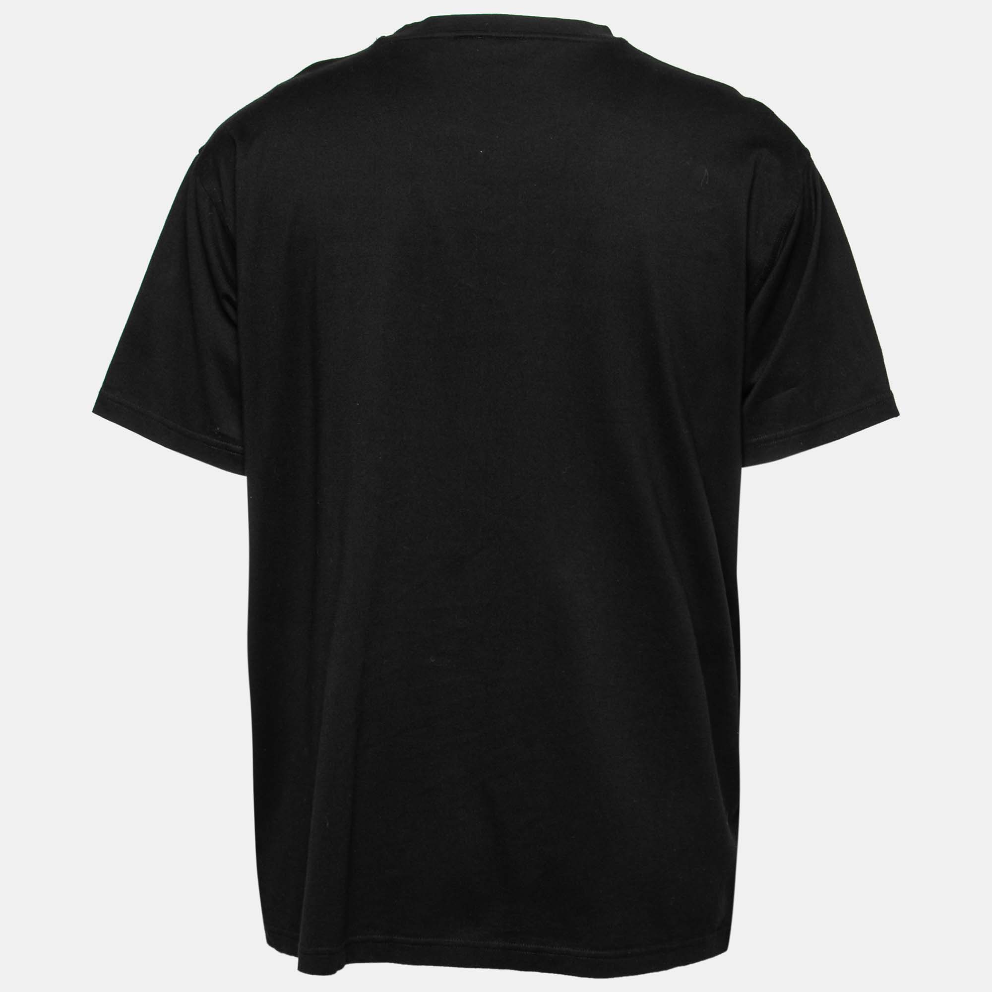 

Burberry Black Cotton Logo Appliqued Short Sleeve T-Shirt