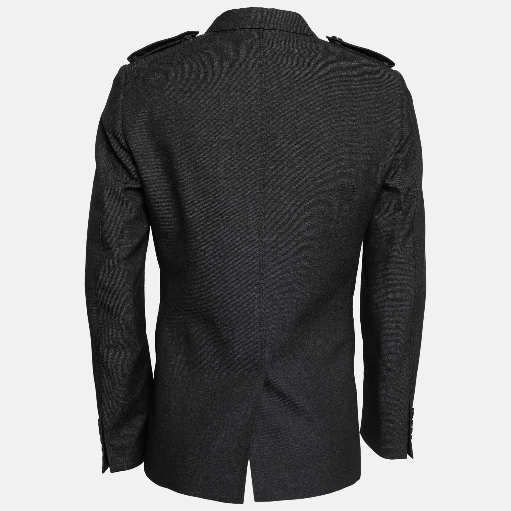 

Burberry London Charcoal Grey Wool Single-Breasted Blazer