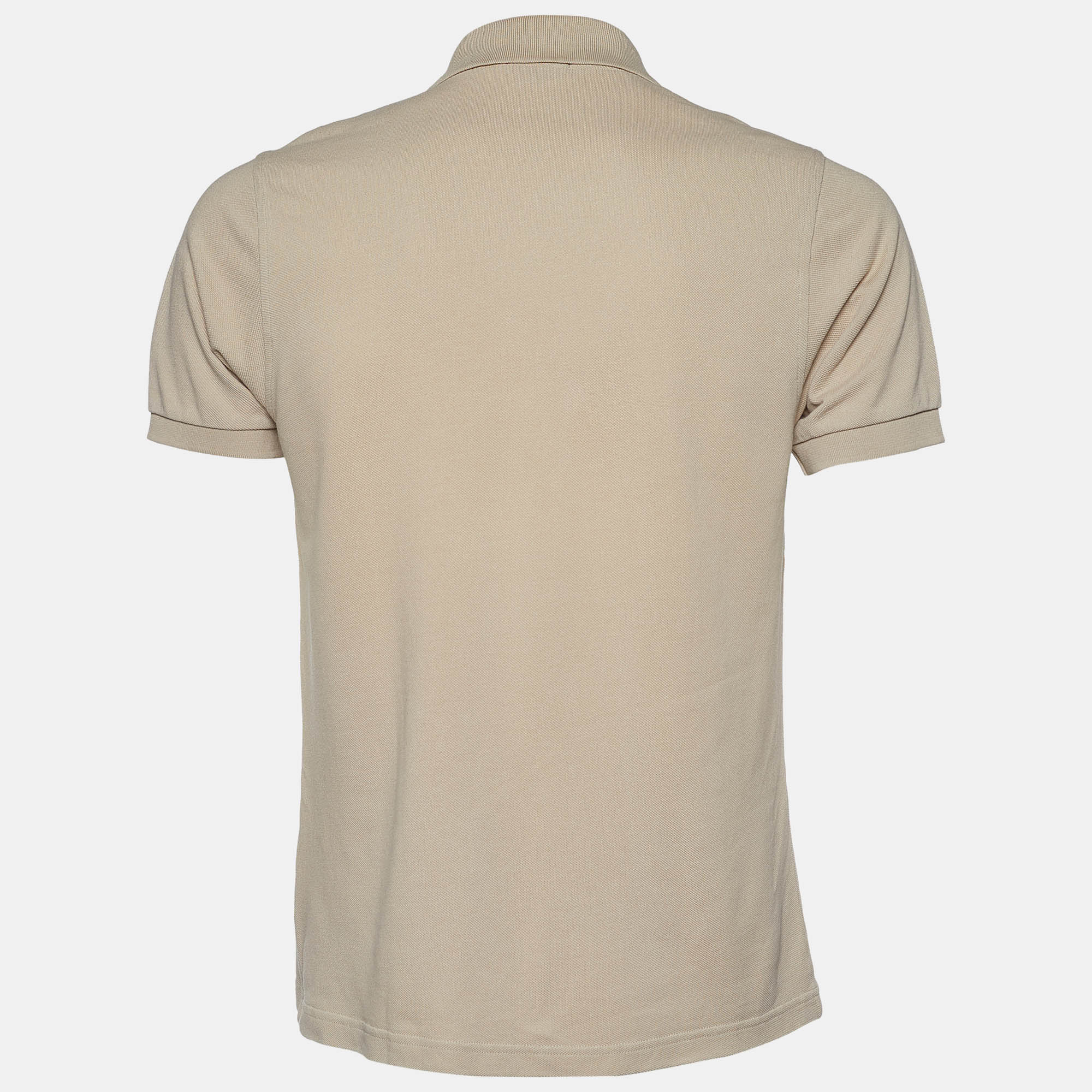 

Burberry Beige Cotton Pique Logo Embroidered Polo T-Shirt