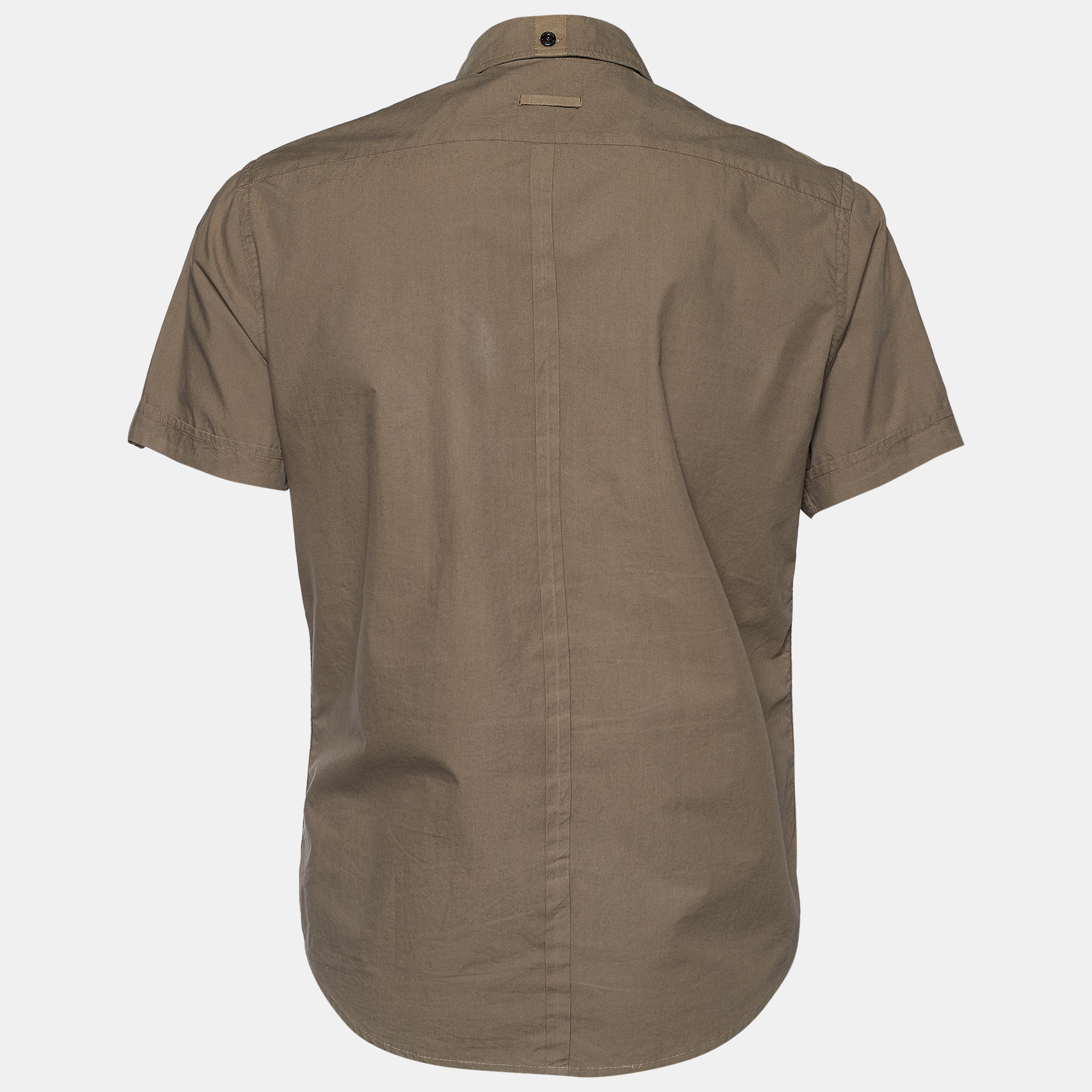 

Burberry Khaki Cotton Short Sleeve Button Front Shirt, Brown