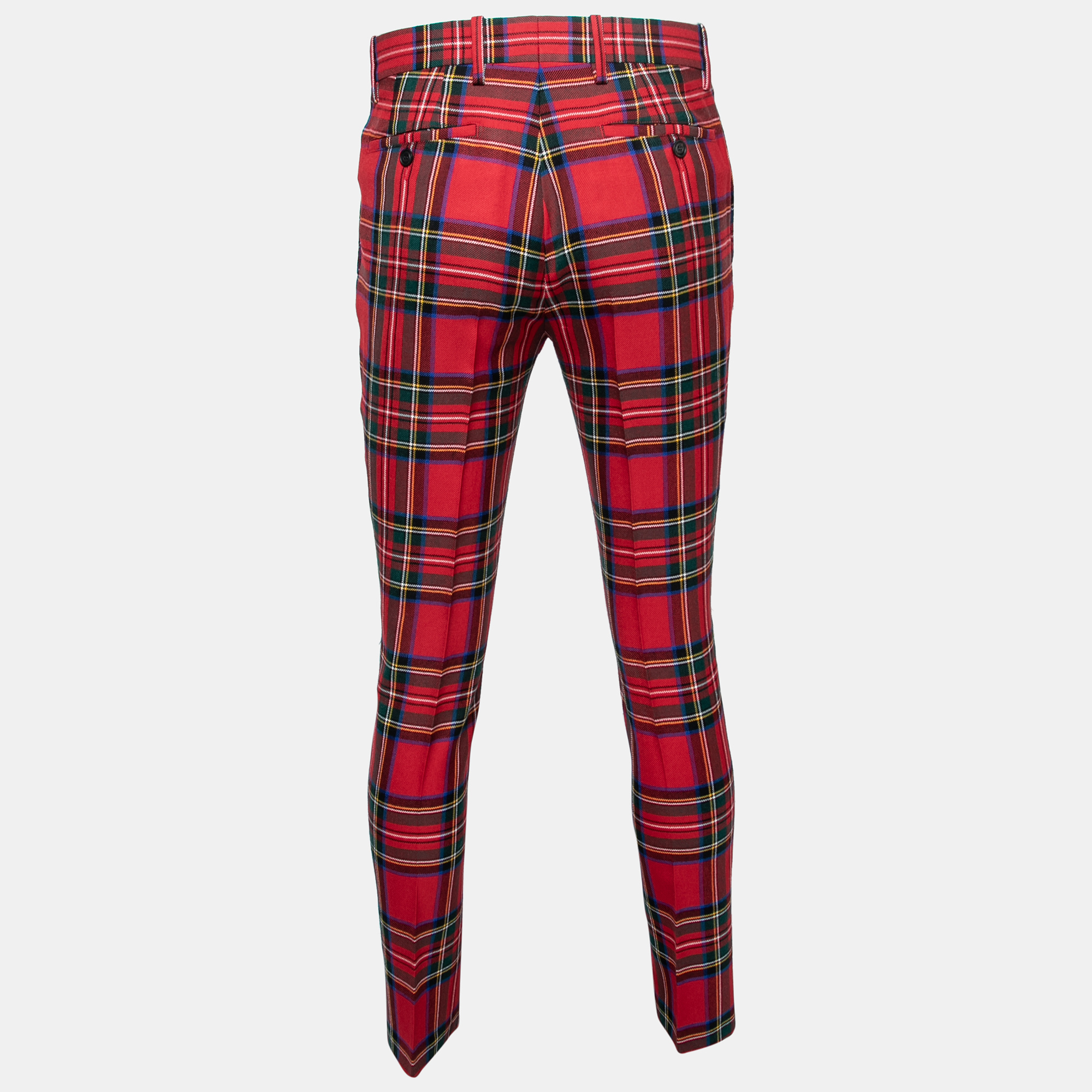 

Burberry Red Tartan Wool Slim Fit Trousers