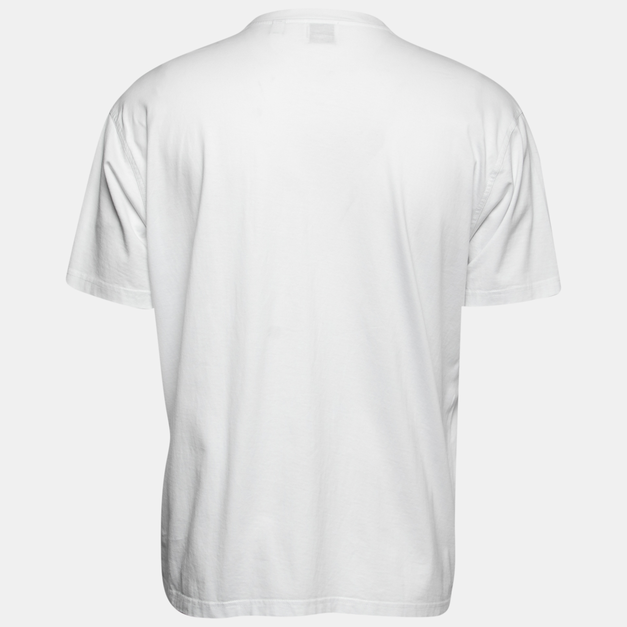 

Burberry White Cotton Logo Printed Round Neck T-Shirt