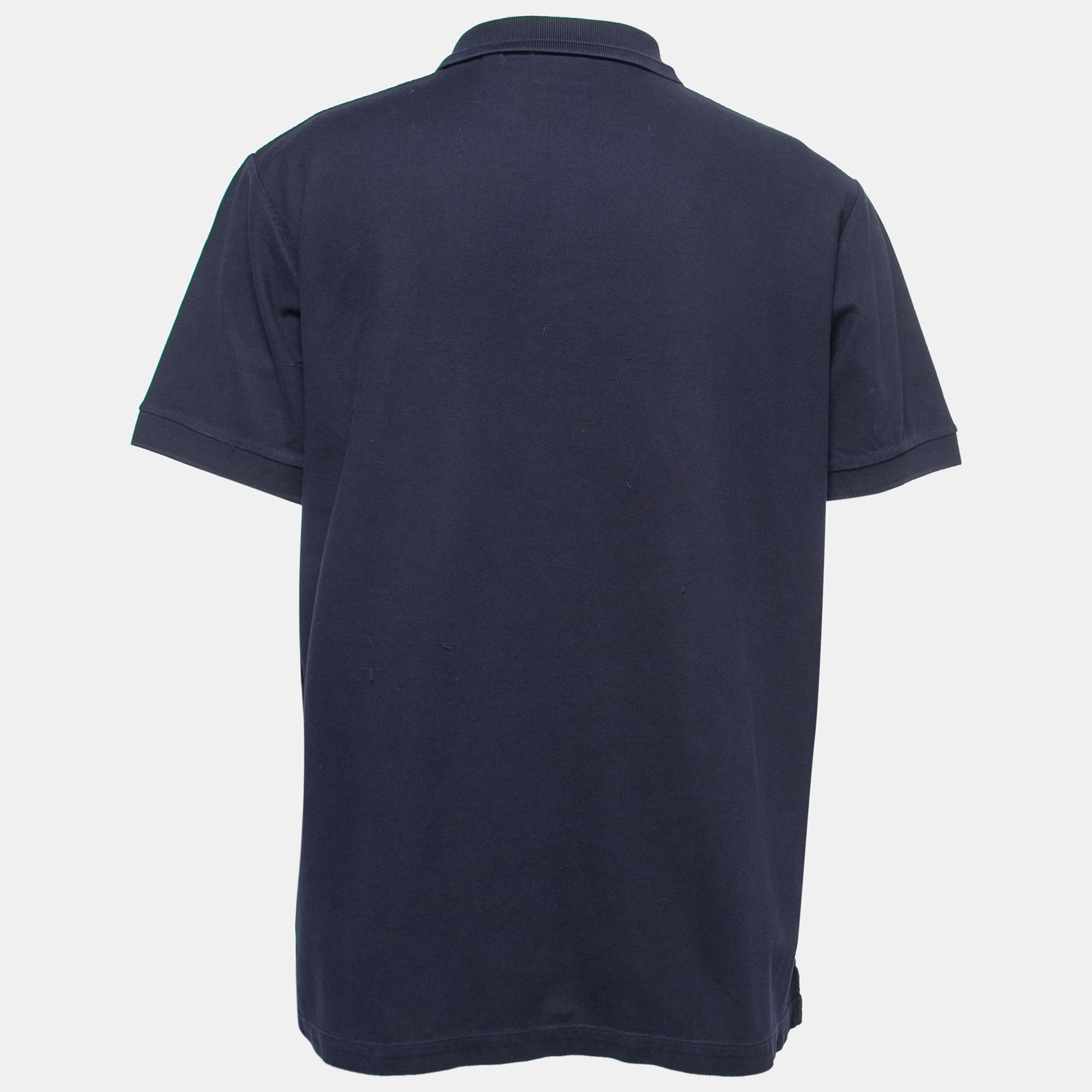 

Burberry Navy Blue Cotton Pique Short Sleeve Polo T-Shirt