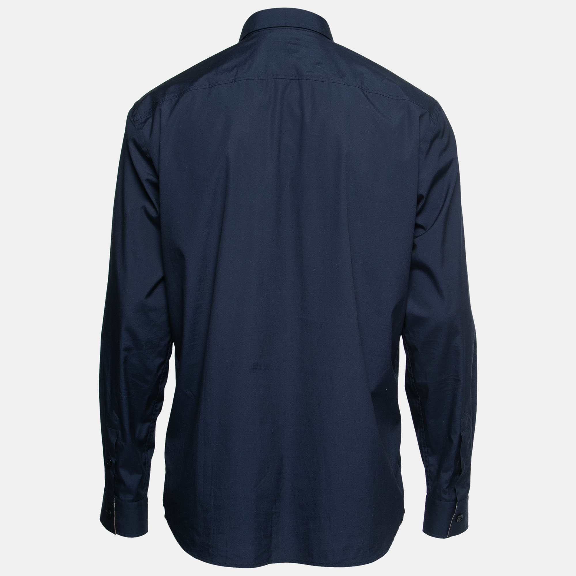

Burberry Navy Blue Cotton Button Front Shirt