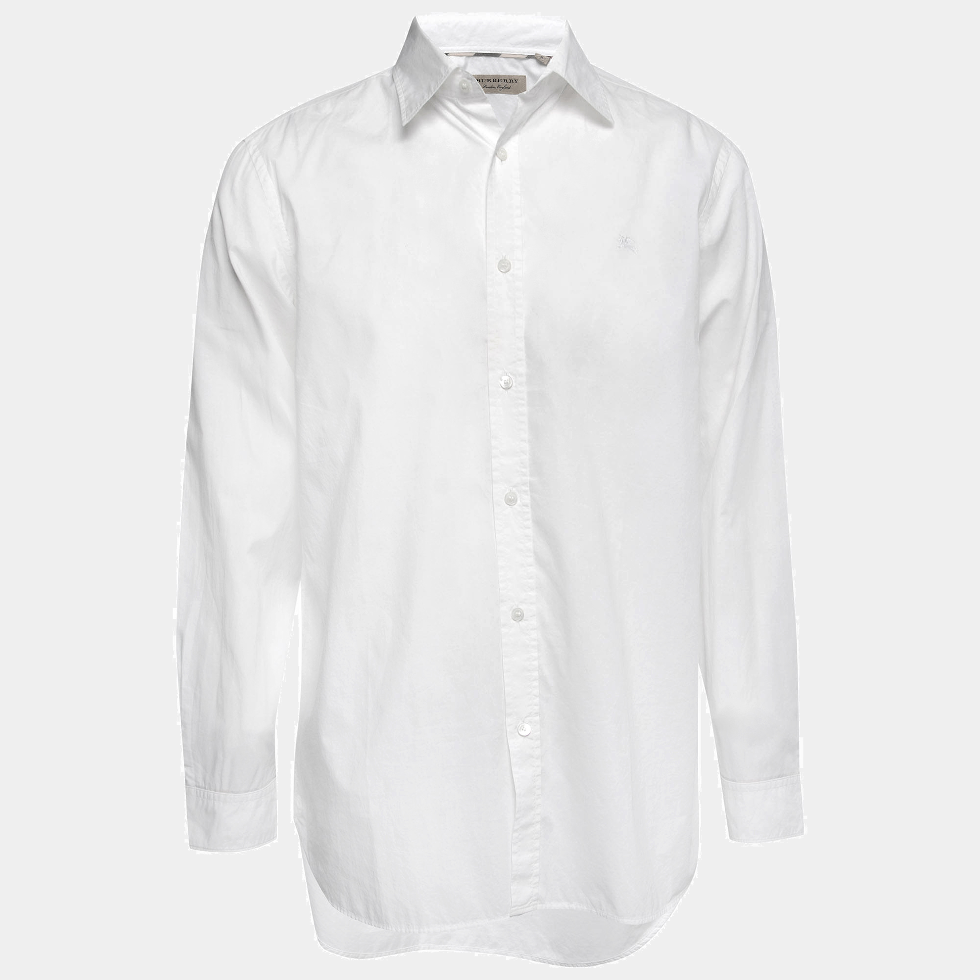Pre-owned Burberry White Poplin Button Front Shirt M