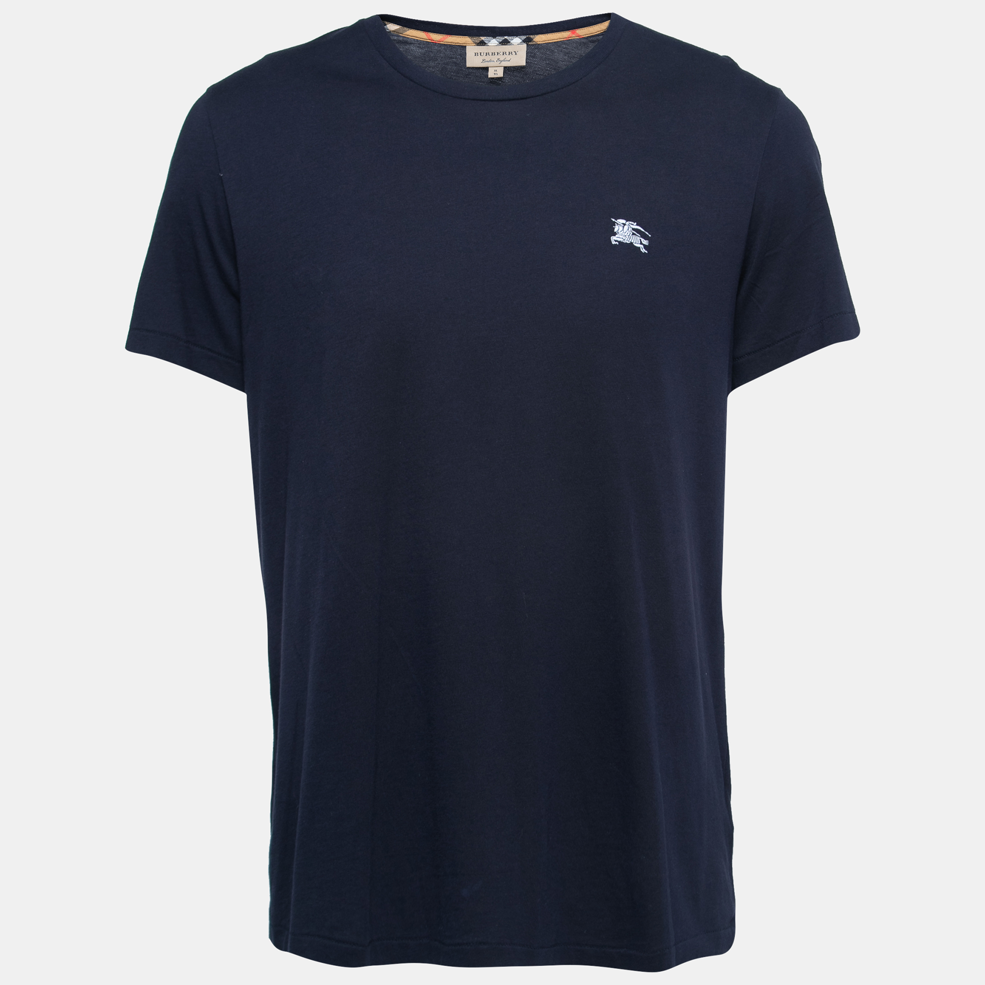 Pre-owned Burberry Navy Blue Cotton Crewneck T-shirt Xl
