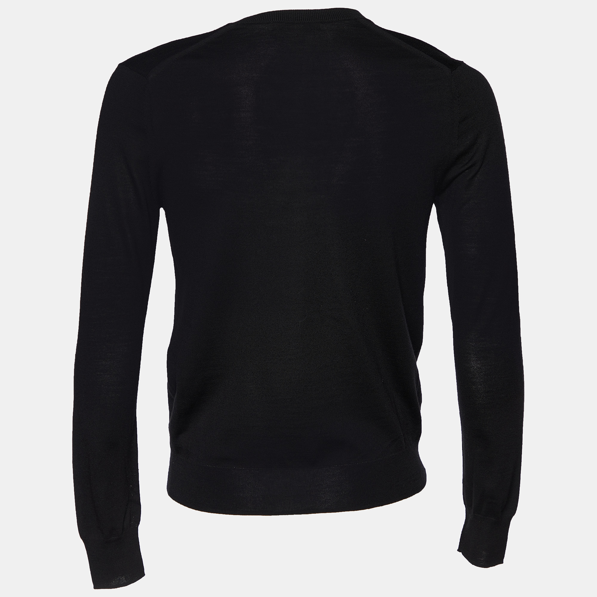 

Burberry Black Merino Wool V-Neck Sweater