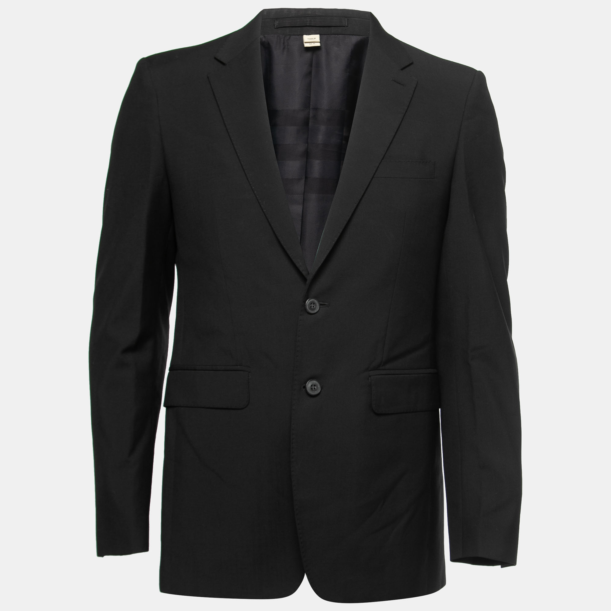 Pre-owned Burberry Black Wool Single-breasted Blazer M
