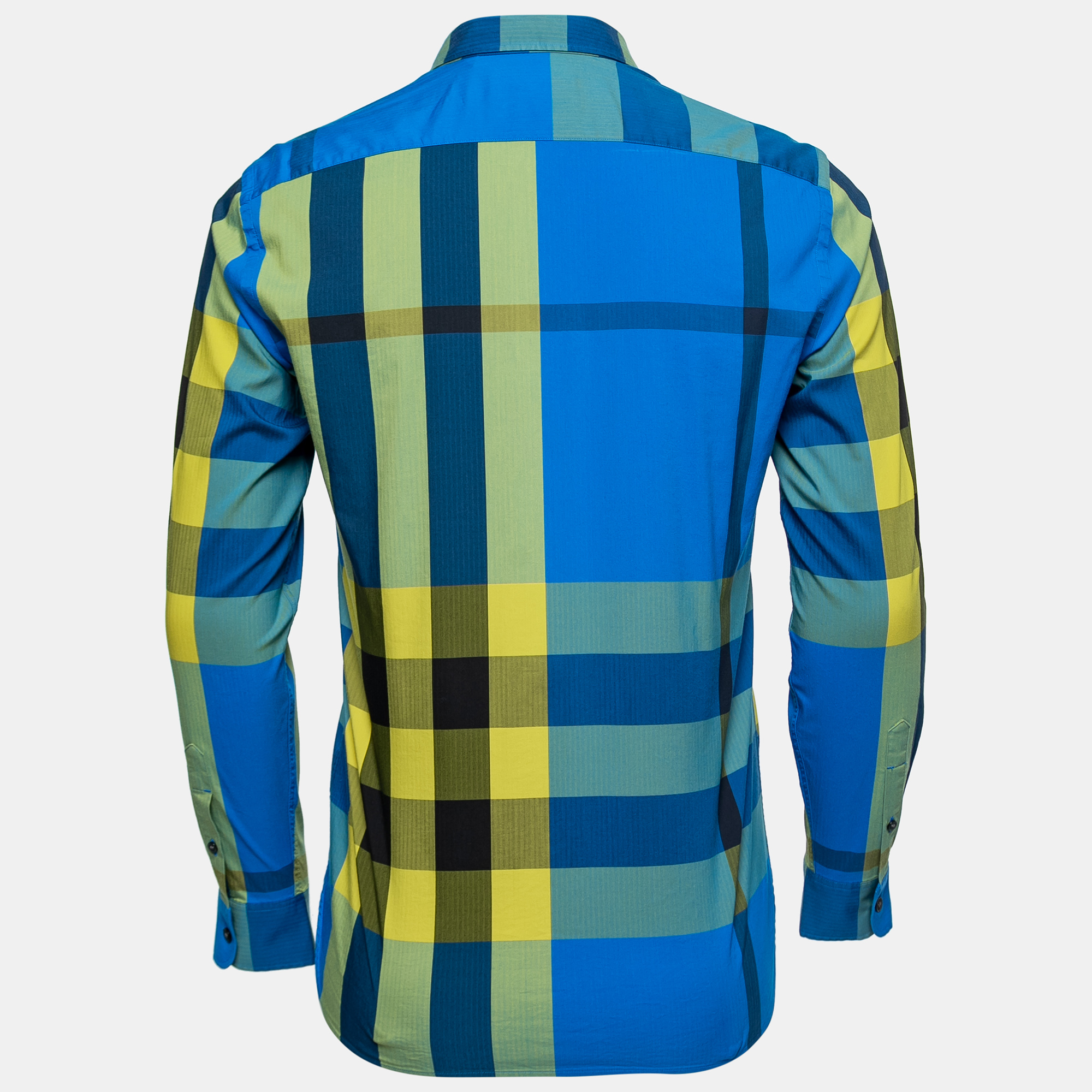 

Burberry Blue Checked Stretch Cotton Button Down Shirt