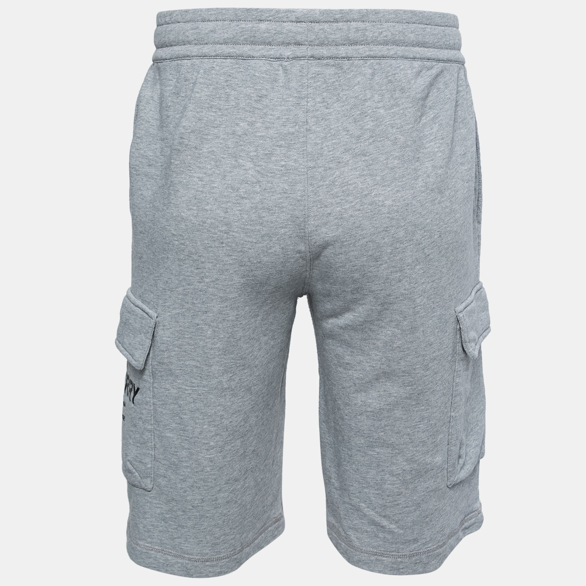 

Burberry Grey Cotton Logo Printed Drawstring Shorts