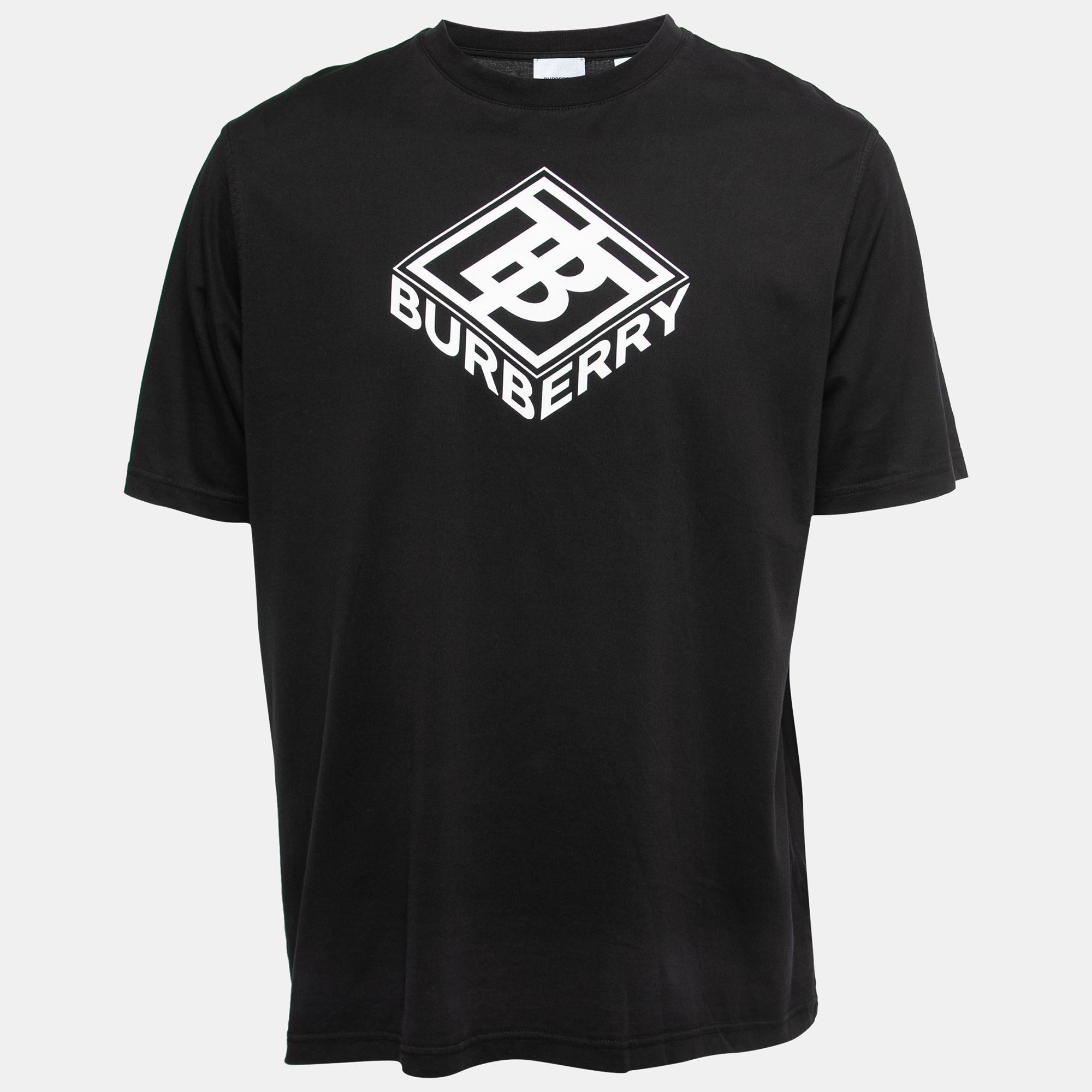 Burberry Black Cotton Logo Printed Short Sleeve T-Shirt M