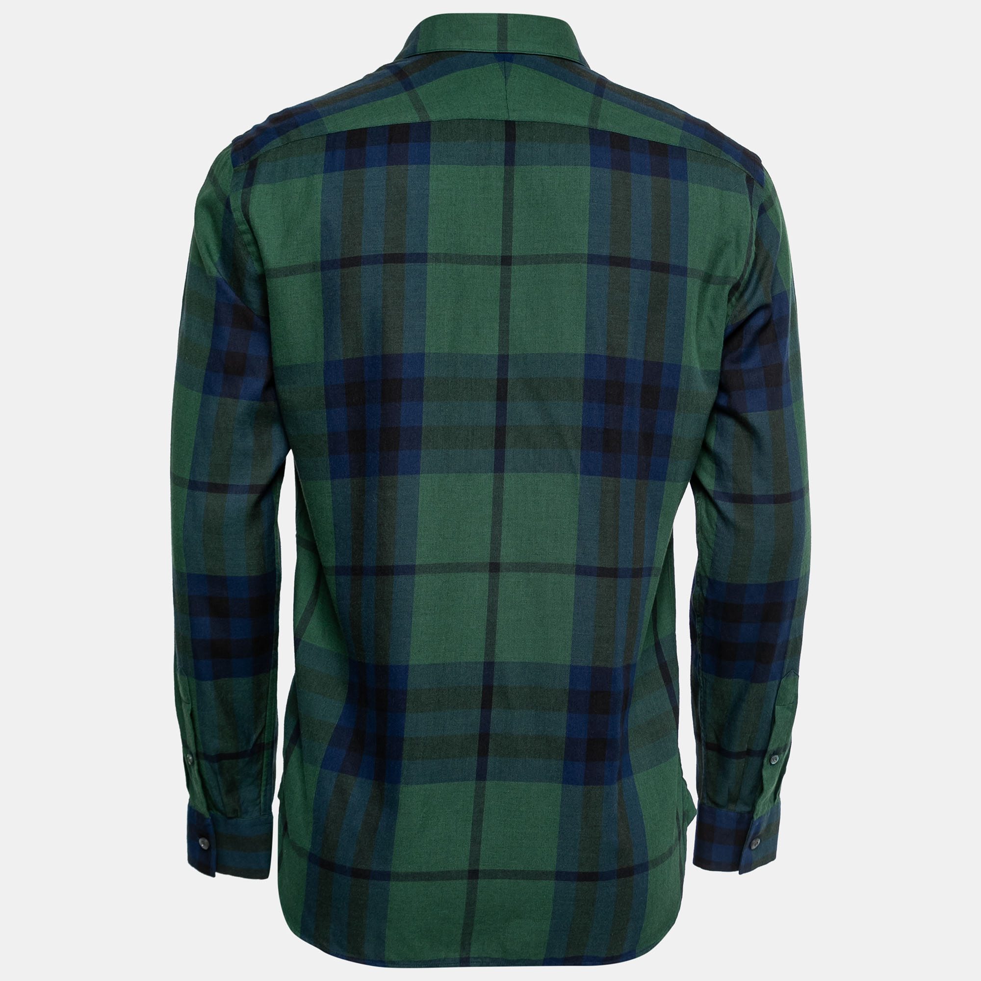 

Burberry Green Checked Cotton & Cashmere Shirt