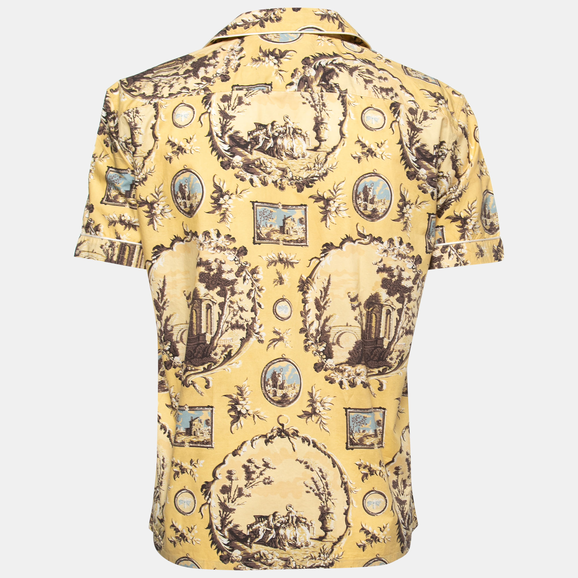 

Burberry Butter Yellow Castle Print Cotton Pyjama Style Shirt